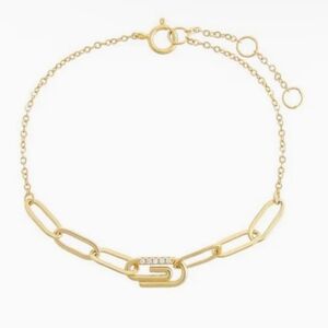 Adina Eden pave paper clip bracelet